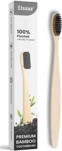 Etszaz Bamboo Toothbrush with Ultra-Soft Charcoal activated Bristles Extra Soft Toothbrush
