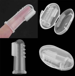 KRISHIVDOCK Silicon Baby Finger Toothbrush ,BabyFinger Brush Tongue Cleaner with storage box Ultra Soft Toothbrush