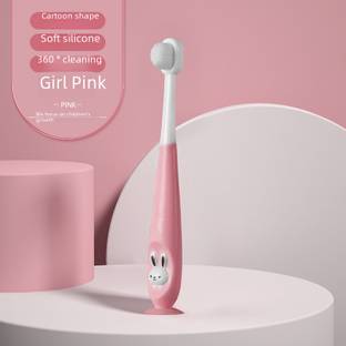 KidSy Toothbrush For Kids|Ultra Soft Micro Bristles |BPA Free with Suction Cup(Pink) Ultra Soft Toothbrush