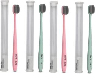 CARE CUB Green & Pink Flat Nano10000 Bristle BPA Free Effect For Sensitive Teeth Extra Soft Toothbrush
