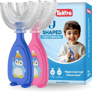 tekme U Shaped Toothbrush for 2-6 Years Kids, 360° Oral Cleaning Extra Soft Toothbrush