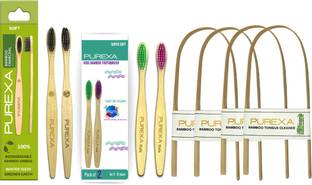 PUREXA Orthodontic toothbrush For Braces And Kids Toothbrush & Bamboo Tongue Cleaner 8 Extra Soft Toothbrush