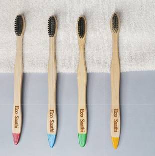 Eco Saathi Charcoal Bamboo Toothbrush Soft Toothbrush