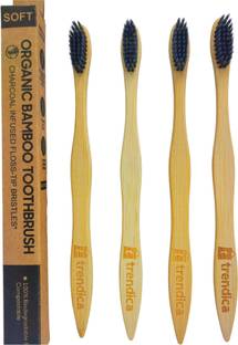 Trendica Bamboo Charcoal Activated Soft Bristles Toothbrush for Adult Soft Toothbrush
