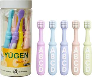 YUGEN HOME Kids Alphabet Letter Toothbrush with Jar Extra Soft Toothbrush