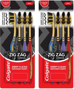 Colgate ZigZag Charcoal (Pack of 2) Soft Toothbrush