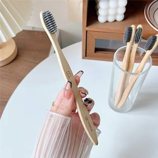 Athelas Activated Charcoal Bristles Bamboo Charco Soft Toothbrush