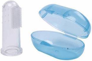 Lilz caress Silicone Finger Toothbrush , Baby Finger Tooth Brush (3 months to 3 years) with storage Box Extra Soft Toothbrush Extra Soft Toothbrush | Toung cleaner and Gum Massager ( 3 to 24 months ) Ultra Soft Toothbrush