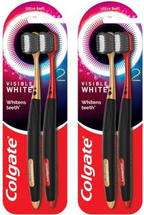 Colgate Visible White O2 Tooth brush, Prevents Cavities Problems (Combo Pack 2pcs x 2pc) Ultra Soft Toothbrush