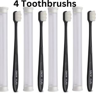 CARE CUB Black ZigZg Nano10000 White Bristl BPA Free Perfect For Sensitive Teth Ultra Soft Toothbrush
