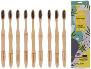 awenest Bamboo Toothbrush with Charcoal Activated Soft Bristles| Treated with Neem Oil | Extra Soft Toothbrush