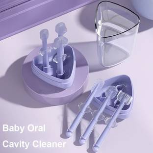 Magic Pebbles Baby Silicon Toothbrush 3 in 1 Set for Newborn Baby/Infants/Kids Ultra (Purple) Extra Soft Toothbrush
