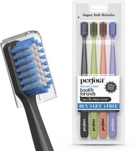 Perfora Dream White Toothbrush-Buy 3 Get 1, Activated Charcoal & Smart Indicator Bristle Ultra Soft Toothbrush