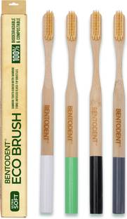 bentodent Bamboo Toothbrush with Bamboo Fiber Bristles Round Bottom Teeth Whitening Ultra Soft Toothbrush