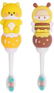 Gomzy Kids Toothbrush -Teddy Shape Design Soft Tooth Brush pack of 2 Extra Soft Toothbrush