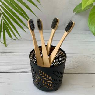 TheTrendyMart Bamboo Toothbrush with Charcoal Activated Soft Bristles Wooden ECO Friendly Extra Soft Toothbrush