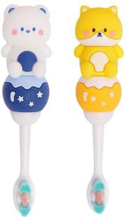 Gomzy Kids Toothbrush -Teddy Shape Design Soft Tooth Brush pack of 2 yellow blue Extra Soft Toothbrush