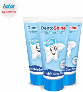 Dentoshine Gel Toothpaste for Kids - Bubblegum (Pack of 3) - 80 g each Toothpaste