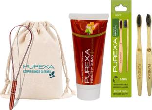 PUREXA Bamboo Charcoal Toothbrush Copper Tongue Cleaner & Healthy Gums Toothpaste Toothpaste