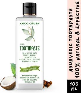 COCO CRUSH 100% Natural Ayurvedic Toothpaste | Fluoride-Free Organic Oral Care, Liquid Toothpaste