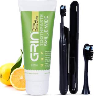 Grin Zesty Citrus with Electric Toothbrush - 2 Brush Heads & Carry Case Toothpaste