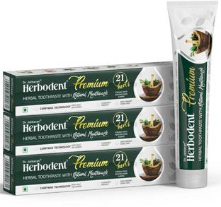 Herbodent Premium Toothpaste Dr. Jaikaran's Fluoride Free Toothpaste with 21 Rare Herbs And No Artificial Flavor, Gelatin or Chalk Powder ( 100g Pack of 3) Toothpaste