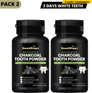 smartdrops Teeth Whitening Charcoal Powder | Gutka Stain and Yellow Teeth Remove