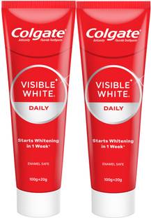 Colgate Visible White Toothpaste, Teeth Whitening Starts in 1 week (200g + 40g) Toothpaste