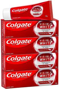 Colgate Visible White Teeth Whitening, Protects Enamel,400g(100gX4)(Pack of 4,100g each) Toothpaste