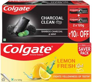 Colgate Charcoal Clean 240g Toothpaste & Lemon Fresh 240g Toothpaste