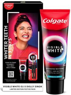 Colgate Visible White O2 Toothpaste 100gm & O2 Toothbrush 2pcs Dolly Singh Limited Pack Toothpaste