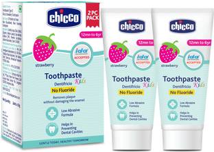 Chicco Strawberry Flavour 1-6Y, Preservative-Free (2Pcs) Toothpaste