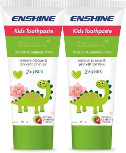 Enshine Kids Toothpaste [2+ Years] Strawberry Flavor-80g Each | Flouride & Sulphate free Toothpaste
