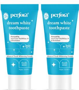 Perfora Dream White Toothpaste, Fresh Mint Flavor (75 g X 2 )- SLS Free & Fluoride Toothpaste