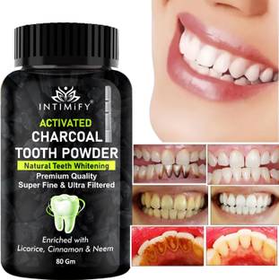 INTIMIFY Charcoal Teeth Whitening Powder | For Yellow Strain & Bad Breath