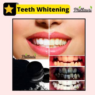 Phillauri Natural Activated Charcoal Teeth Whitening Powder for Women and Men Teeth Whitening Kit
