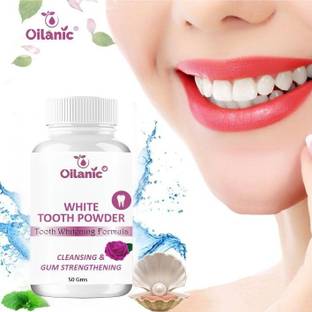 Oilanic 100 % Natural Teeth Whitening White Tooth Powder For Tobacco Stain 50 Gm