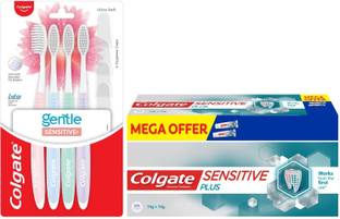 Colgate Sensitive Plus Toothpaste 70gm (Buy 1 Get 1) & Gentle Sensitive Toothbrush 4Pcs Toothpaste