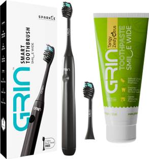 Grin Zesty Citrus with Electric Toothbrush - 2 Brush Heads & Carry Case Toothpaste