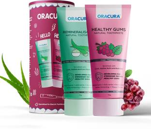 ORACURA Natural Toothpaste for Healthy Gum & Remineralisation(Grapes+ Aloevera) 75g Each Toothpaste
