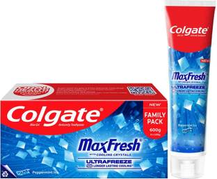 Colgate MaxFresh Toothpaste, Blue Gel Paste with Menthol - Peppermint Ice (Combo Pack) Toothpaste
