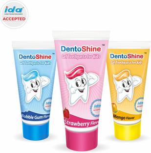 Dentoshine Gel Toothpaste for Kids - Flavor (Pack of 3) Toothpaste