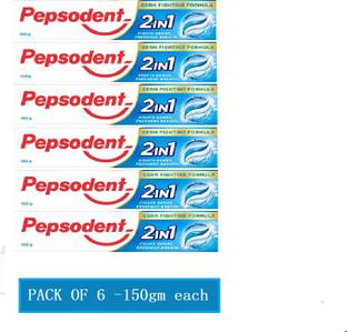 PEPSODENT 2-in-1 Germ Fighting - Fights Germs Freshens Breath (Pack of 6, 150g each) Toothpaste