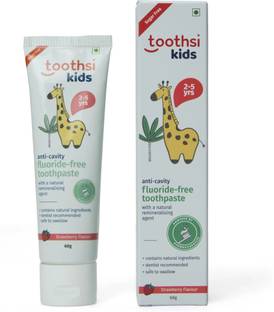 Toothsi Strawberry Flavoured Kids Toothpaste | Fluoride-Free, Anti-Cavity & Gum Strength Toothpaste