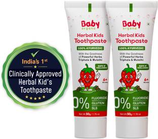 BabyOrgano Herbal Toothpaste for Kids - 100% Natural & Ayurvedic - Value Pack - Strawberry Toothpaste