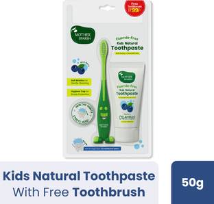 Mother Sparsh Natural Blueberry for Kids, Strengthen Gums, Anti Cavity+Enamel Care Toothpaste