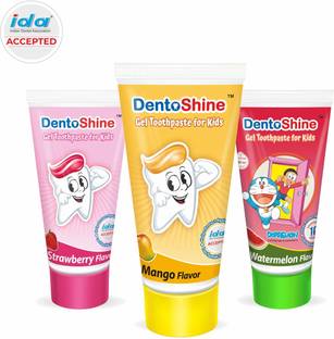 Dentoshine Gel Toothpaste for Kids - Pack of 3 Flavors Toothpaste