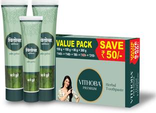 Vithoba Premium Toothpaste | For White Strong Teeth & Refreshing Breath |150g+150g+80g | Toothpaste