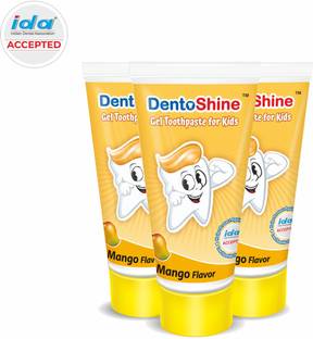 Dentoshine Gel Toothpaste for Kids - Mango (Pack of 3) - 80g each Toothpaste