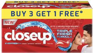Closeup Everfresh+ Red Hot Triple Fresh Formula Toothpaste 150 g(pack of 4) Toothpaste